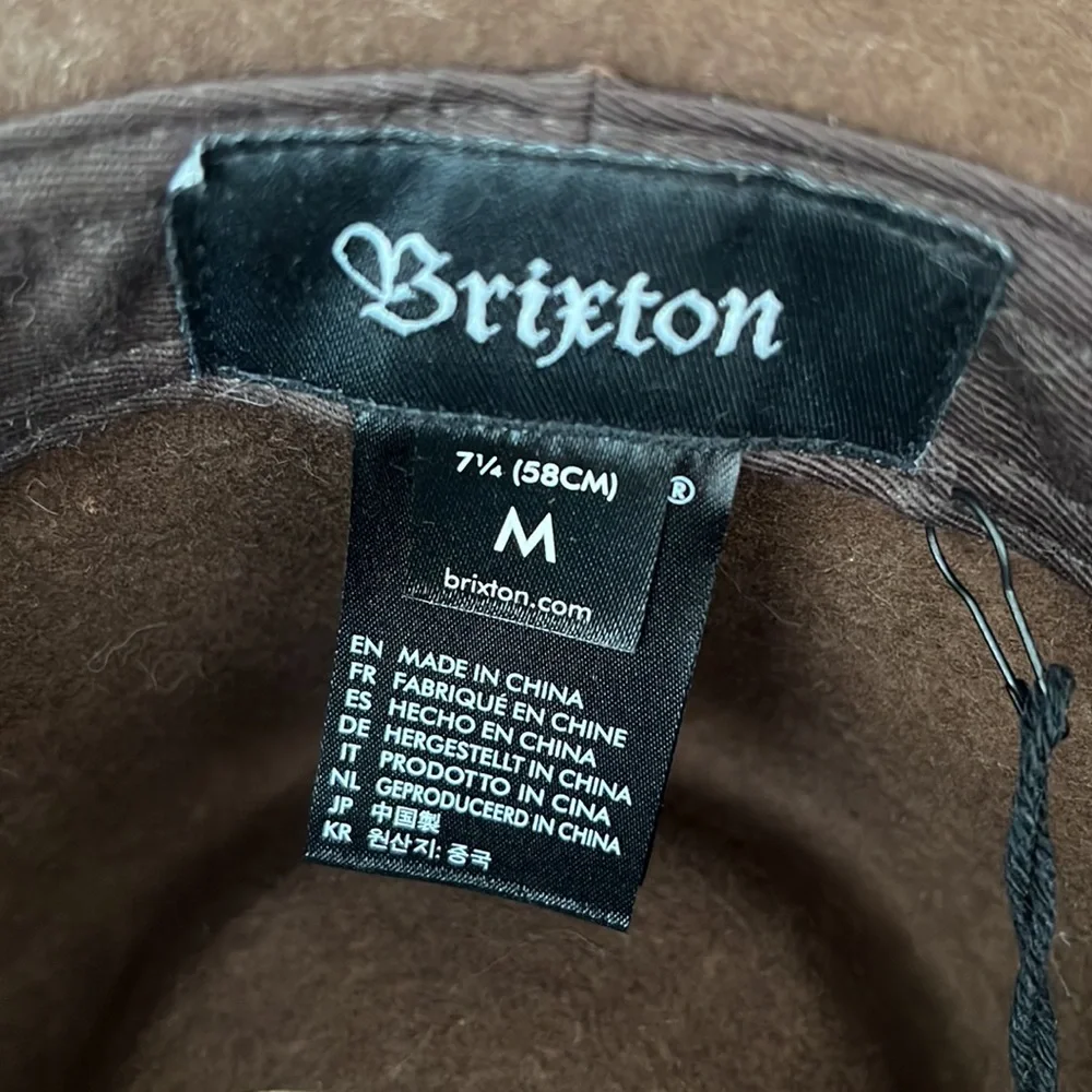BRIXTON M 7 1/4 Messer Fedora Brown Black Wool Felt Hat Fall Winter Wear